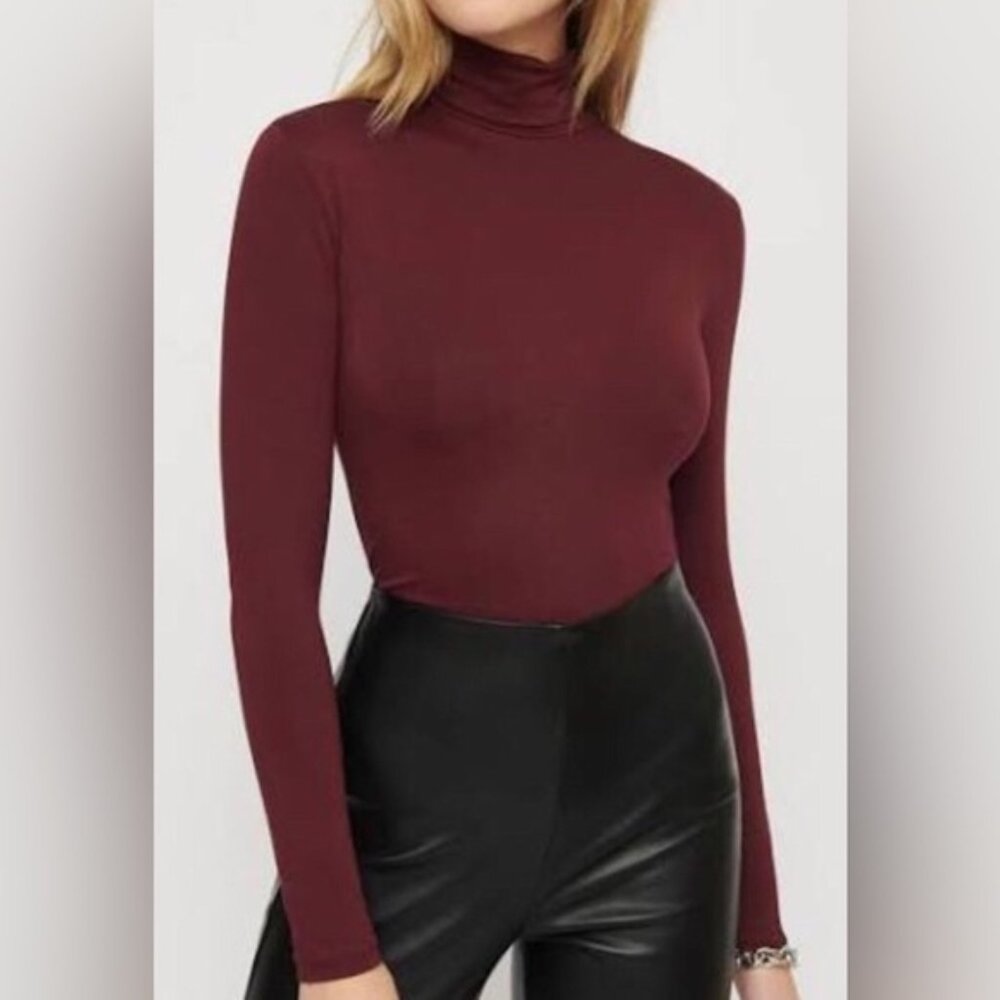 Aritzia Wilfred Only Turtleneckbody-Hugging Ribbe… - image 1